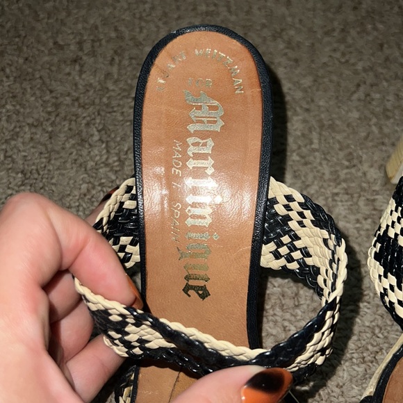 Stuart Weitzman for Martinique black and natural raffia heel sandal size 8 - Picture 2 of 4